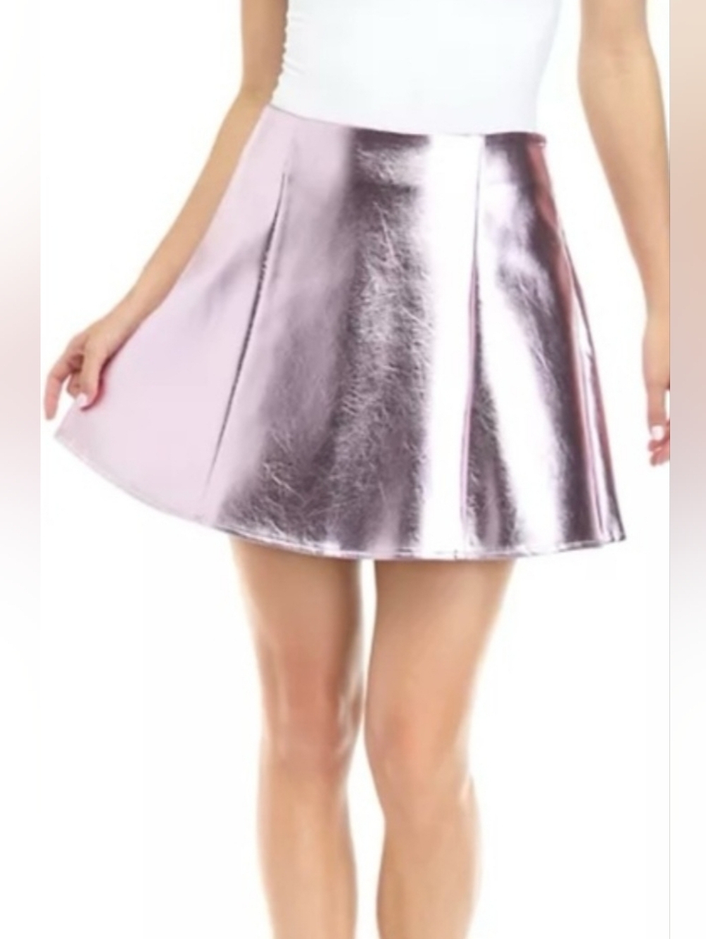 NWT Cabana by Crown & Ivy Metallic Pink A-line/Circle Skirt with Zip side size 8